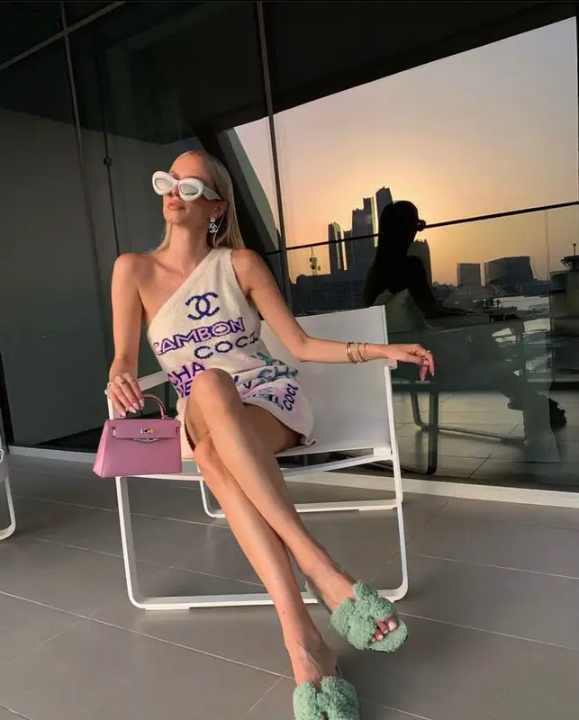 Leonie Hanne outfit in Hermes, Loewe, and Chanel, 2023