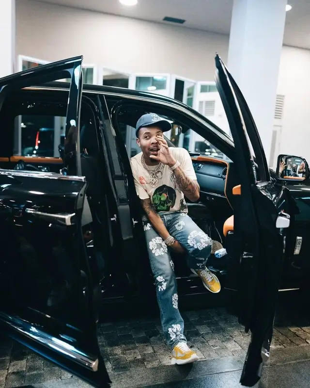 G Herbo outfit in Levi’s, Gallery Dept., and Denim Tears, 2023