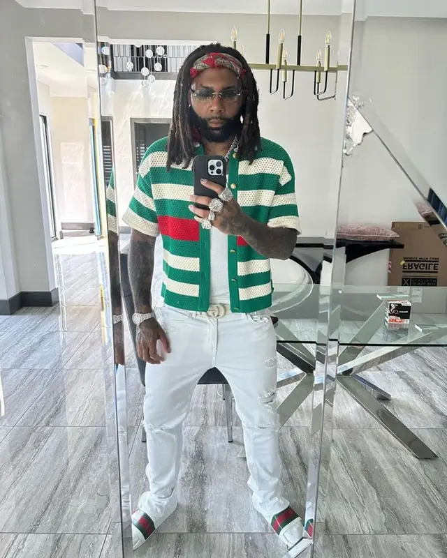 Money Man outfit in Gucci and Cartier, 2023