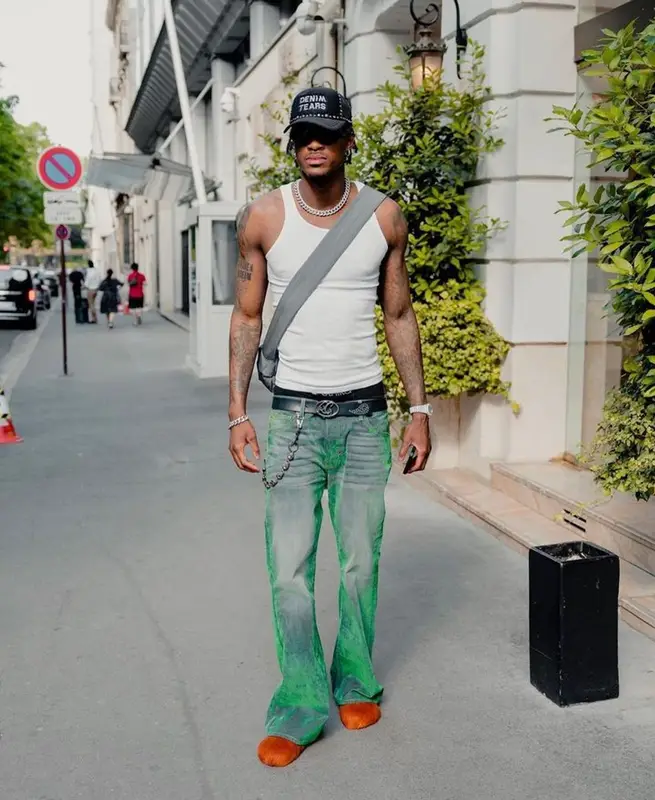 Jarred Vanderbilt outfit in Bottega Veneta, Denim Tears, and Marni, 2023