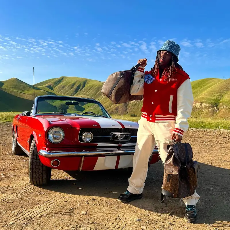 Eem Triplin outfit in Bottega Veneta, Louis Vuitton, and Yayoi Kusama, 2023