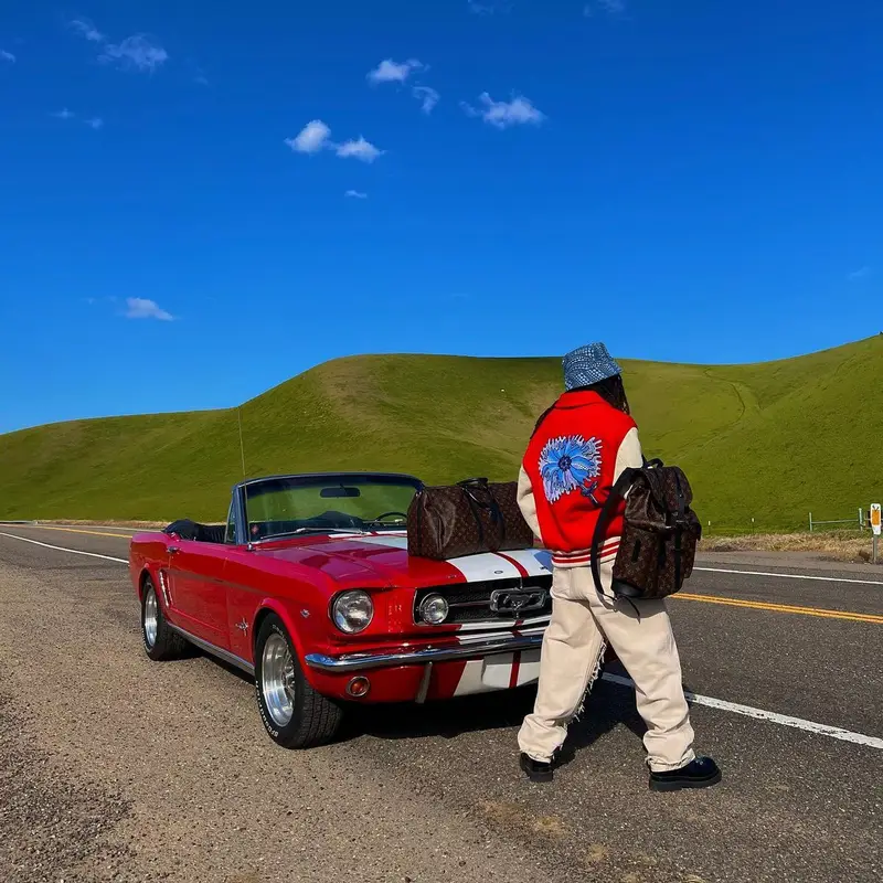 Eem Triplin outfit in Bottega Veneta, Louis Vuitton, and Yayoi Kusama, 2023