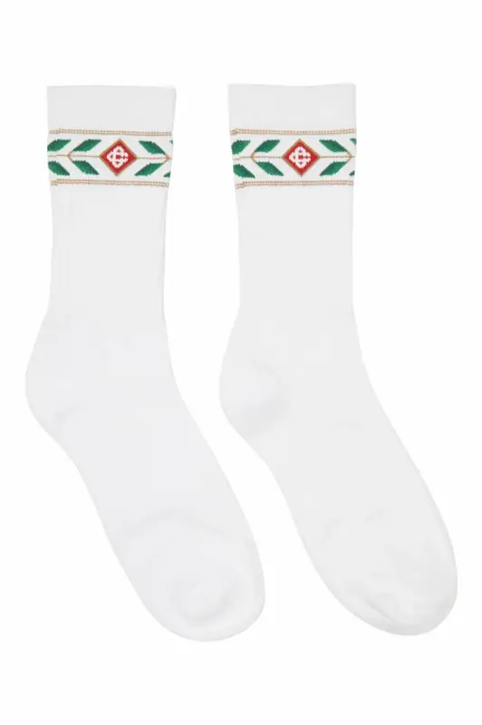 Casablanca White Ribbed Sport Socks $18