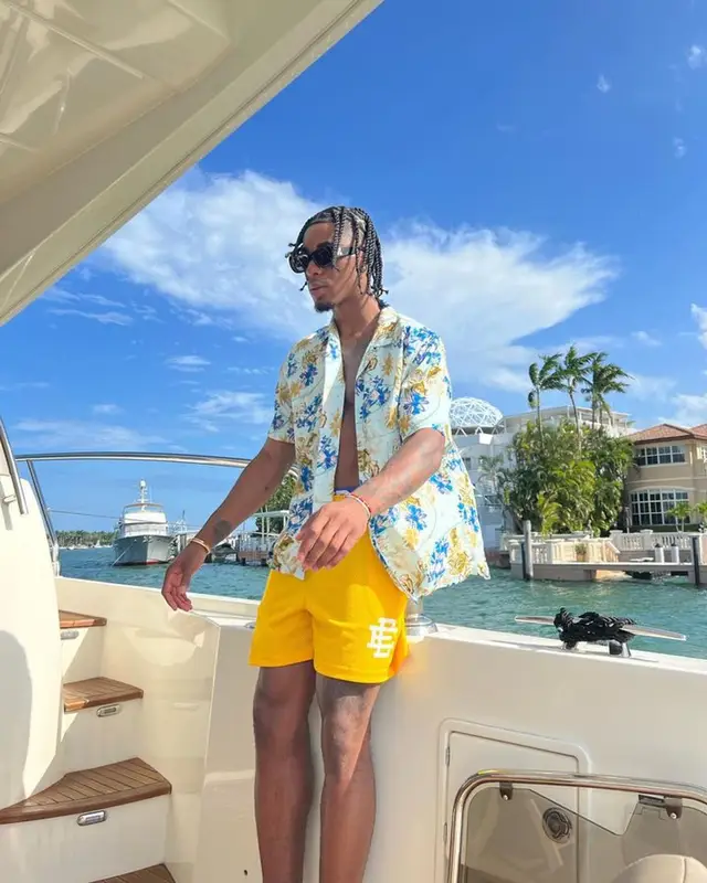 David Duke Jr outfit in Ksubi, Eric Emanuel, and Off-White, 2023