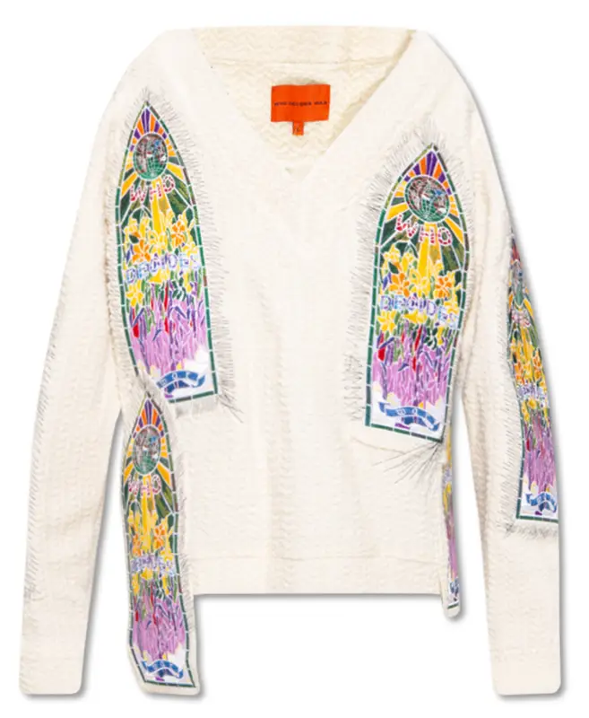 Who Decides War Cream Cathedral Collegiate Patched Sweater $1165