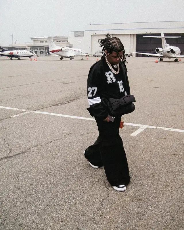 Rylo Rodriguez outfit in Readymade, Rick Owens, and Bottega Veneta, 2023