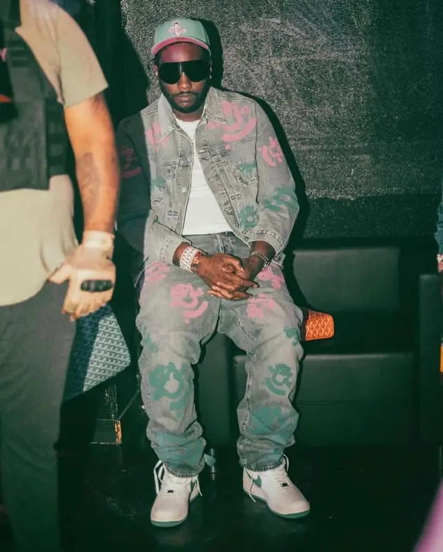 Peezy outfit in Denim Tears, Rick Owens, and Bstroy, 2023