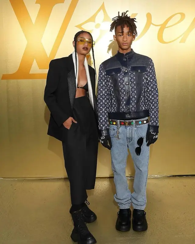 Jaden Smith outfit in Louis Vuitton and Fox Racing, 2023