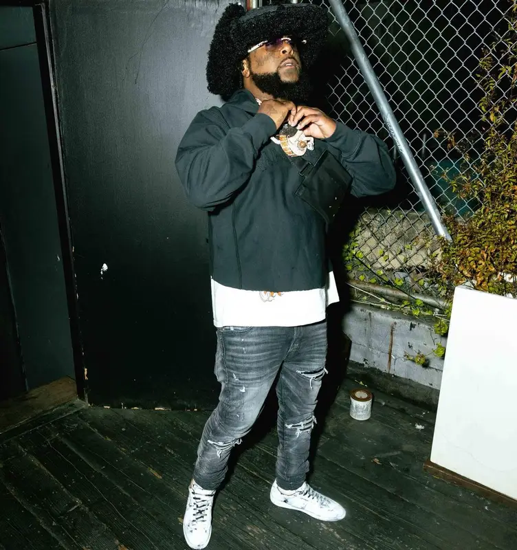 03 Greedo outfit in Amiri and Maison Margiela, 2023