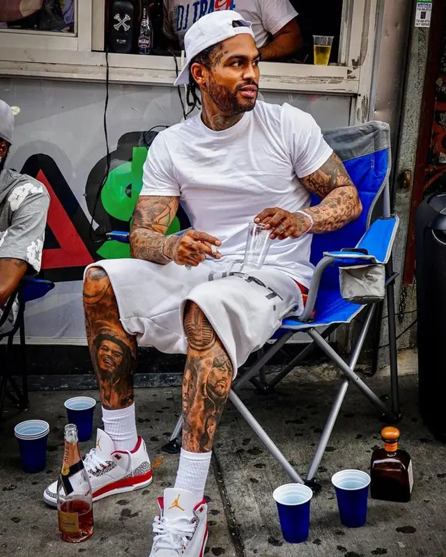 Dave East outfit in Jordan and Gallery Dept., 2023