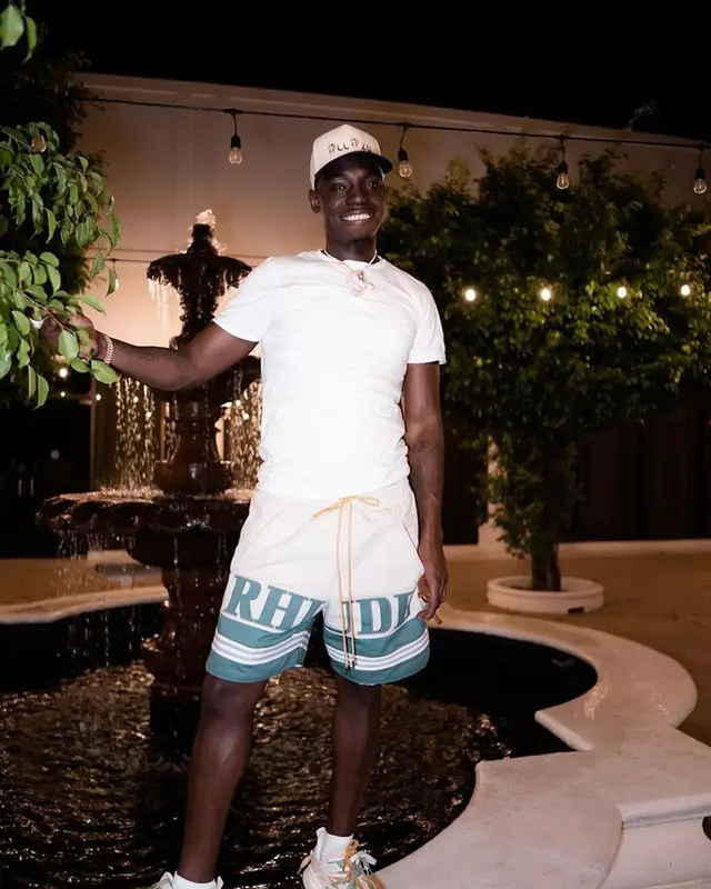 Bobby Shmurda outfit in Hanes, Rhude, and Basso, 2023