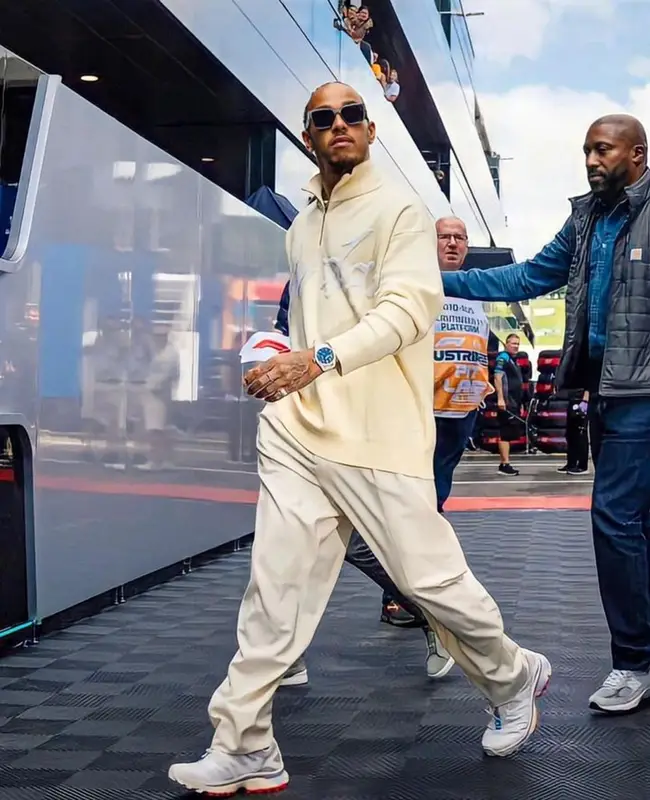 Lewis Hamilton outfit in Lu'u Dan, Salomon, and Louis Vuitton, 2023