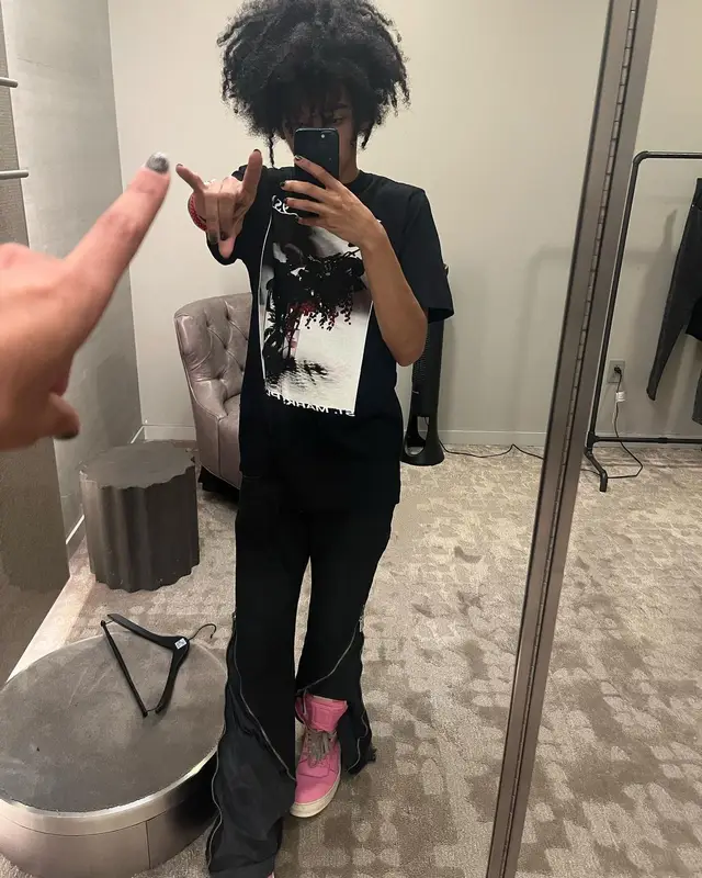 Jaydes outfit in Alyx and Rick Owens, 2023