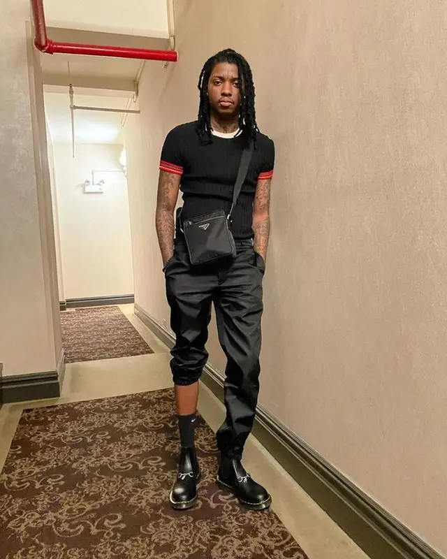 SahBabii outfit in Needles, Prada, and Nike, 2021