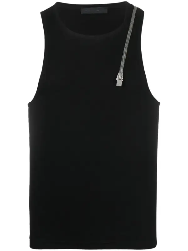 Heliot Emil Black Zip-Detail Stretch-Cotton Tank Top $165