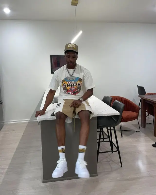 Rob49 outfit in Nike and Rhude, 2023