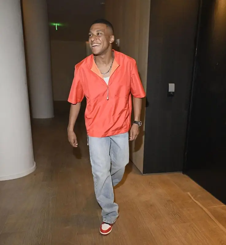 Kylian Mbappe outfit in Dior, Nike, and Hublot, 2023