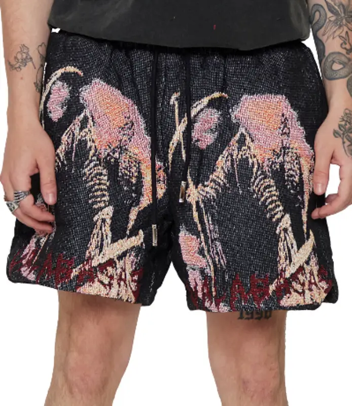 Valabasas Black Ghost Hand Tapestry Shorts $95