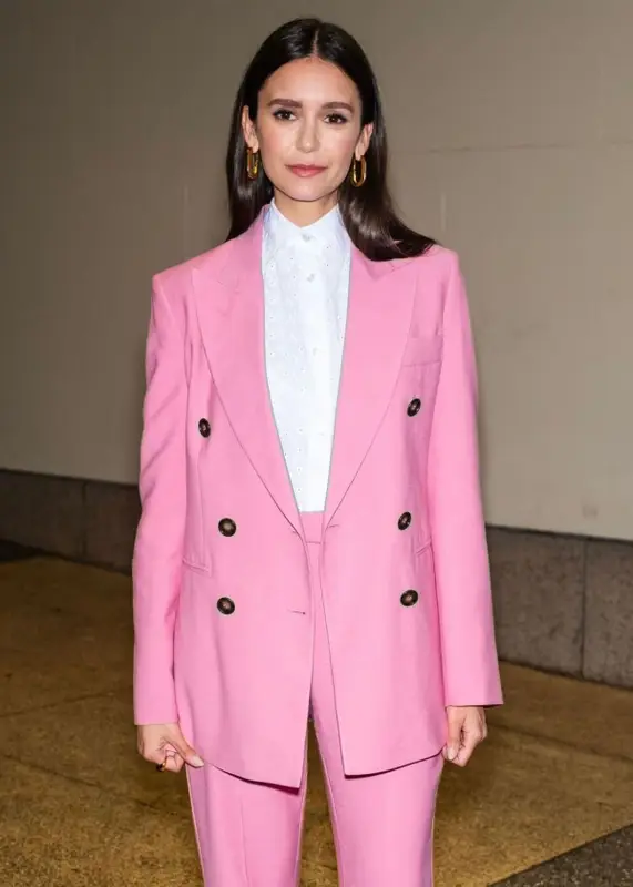 Nina Dobrev outfit in The Andamane and Gianvito Rossi, 2023