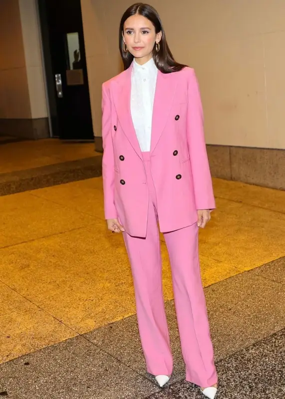 Nina Dobrev outfit in The Andamane and Gianvito Rossi, 2023