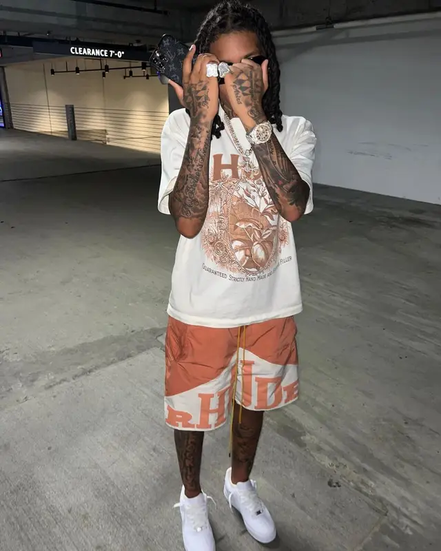 Young M.A outfit in Rhude and Nike, 2023