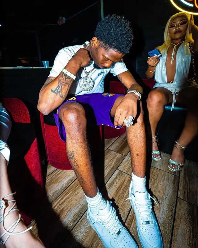 BlocBoy JB outfit in Supreme, Awful Lot of Cough Syrup, and Nike, 2023
