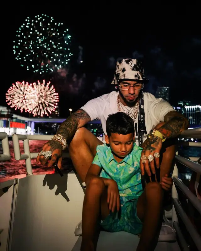 Anuel AA outfit in Richard Mille and Amiri, 2023