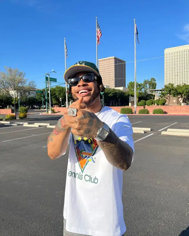 Poco Lee outfit in Casablanca, Balenciaga, and New Era, 2023