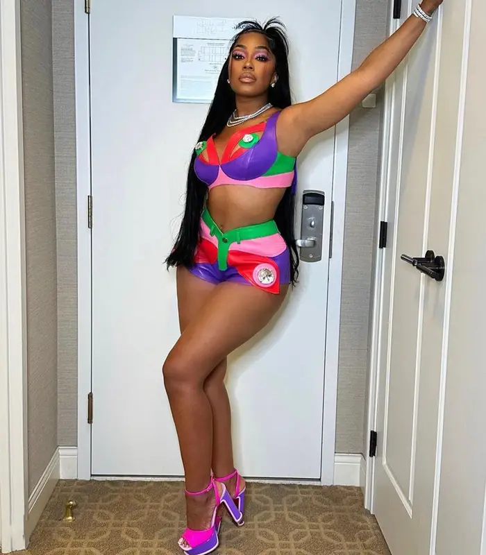 Yung Miami outfit in Area and Christian Louboutin, 2023