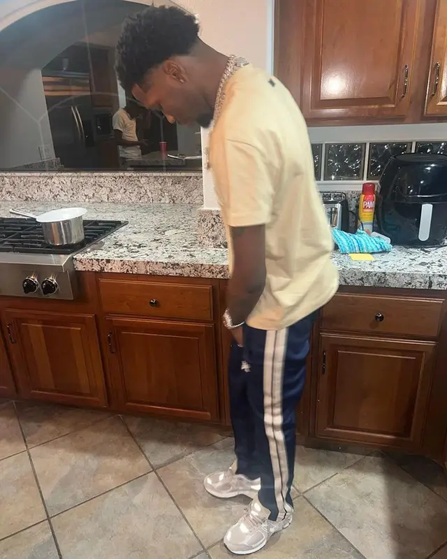 BlocBoy JB outfit in Fear of God, Palm Angels, and New Balance, 2023