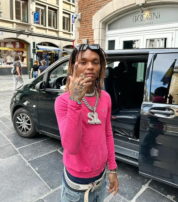 Swae Lee outfit in Lacoste, B.B. Simon, and Saint Laurent, 2023