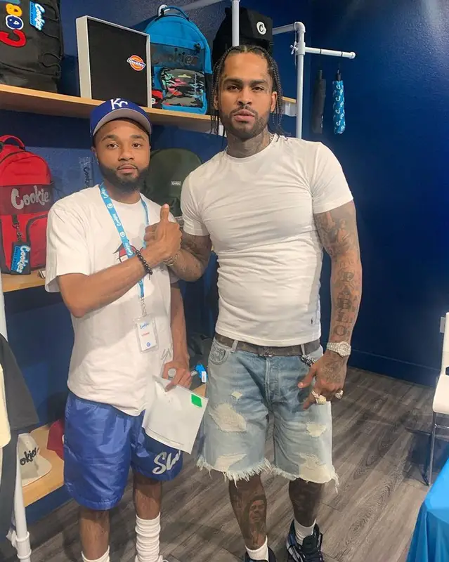 Dave East outfit in Polo Ralph Lauren, Gallery Dept., and Louis Vuitton, 2023
