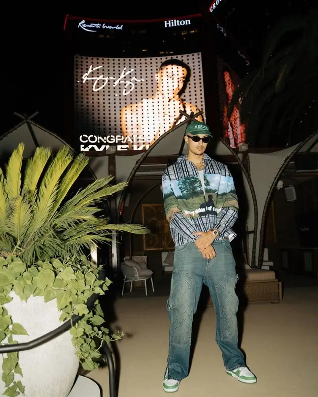 Kyle Kuzma outfit in Louis Vuitton and Sporty And Rich, 2023