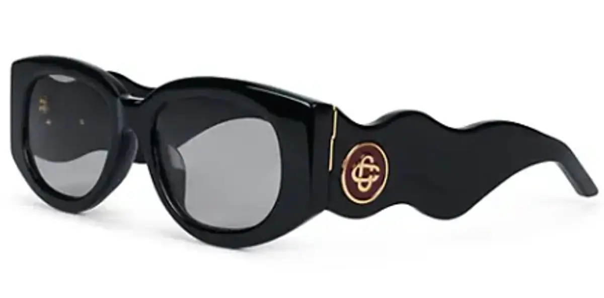 Casablanca Black Acetate And Metal Wave Oval Sunglasses $300