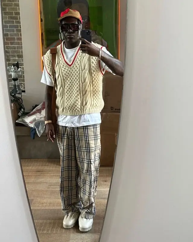 Lil Yachty outfit in Gucci, Burberry, and Yume Yume, 2023