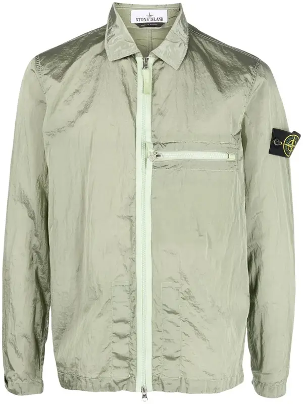 Stone Island Green Compass-Patch Zip-Up Jacket $560
