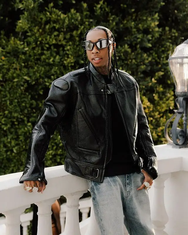 Tyga outfit in Courreges, Timberland, and Givenchy, 2023