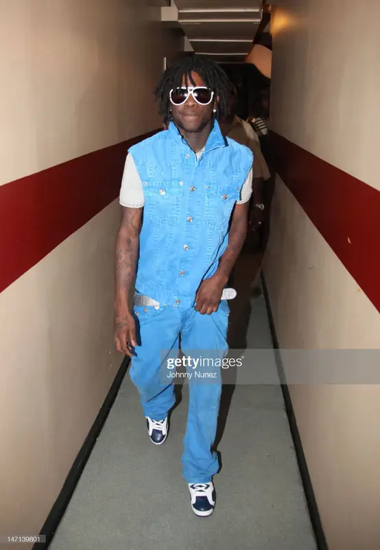 Chief Keef outfit in True Religion, Jordan, and Fendi, 2012