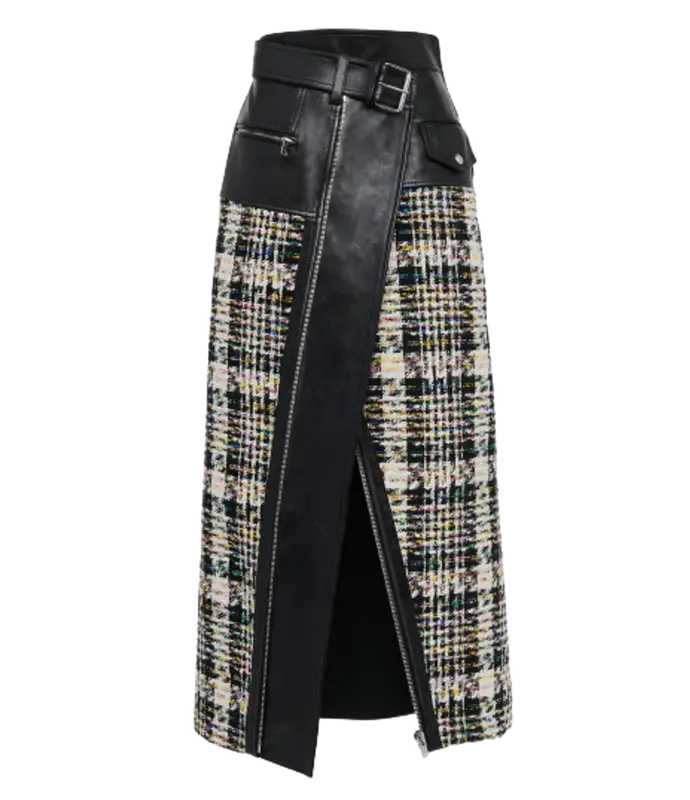 Alexander McQueen Black Tweed-Panel Biker Skirt $3850