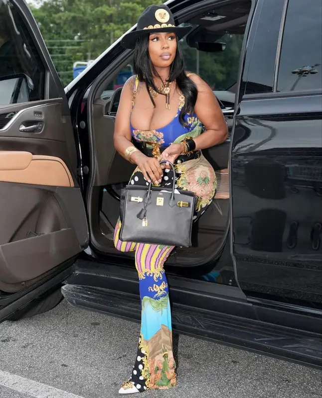 Kash Doll outfit in Hermes and Versace, 2023