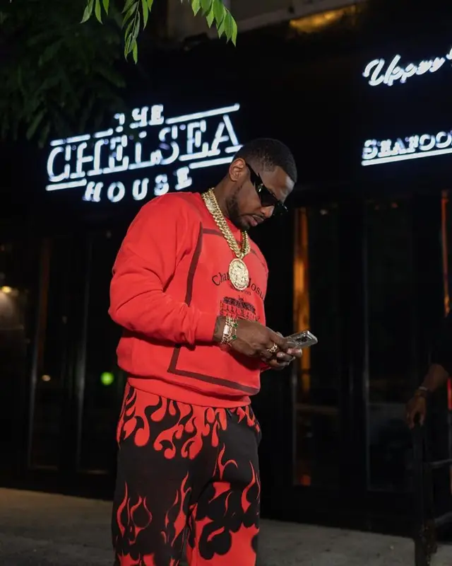 Fabolous outfit in Gallery Dept., Chrome Hearts, and Matty Boy, 2023