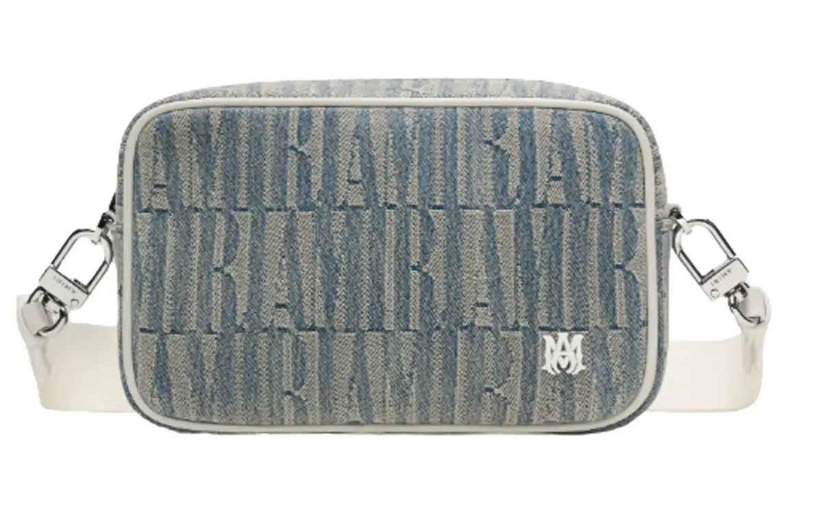 Amiri Clay Indigo Jacquard Camera Bag $1090