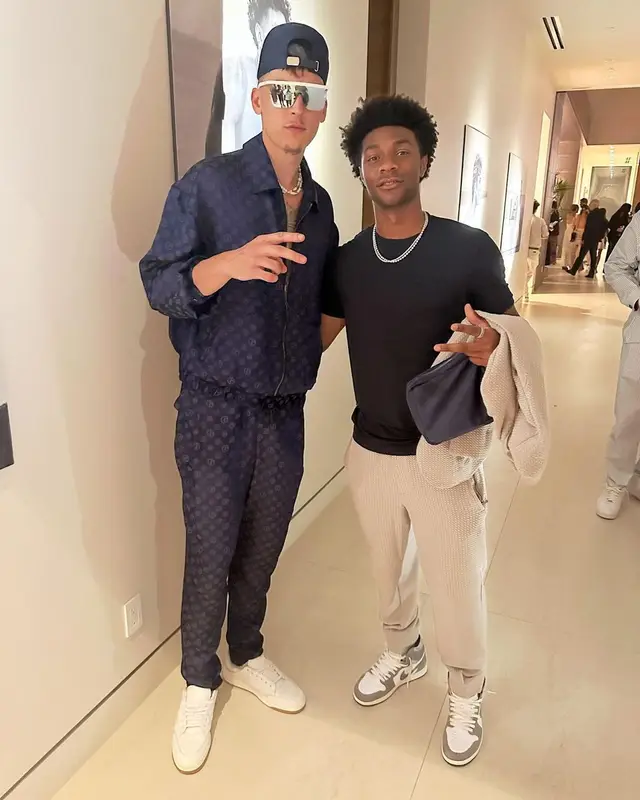 Tyler Herro outfit in Saint Laurent and Giorgio Armani, 2023