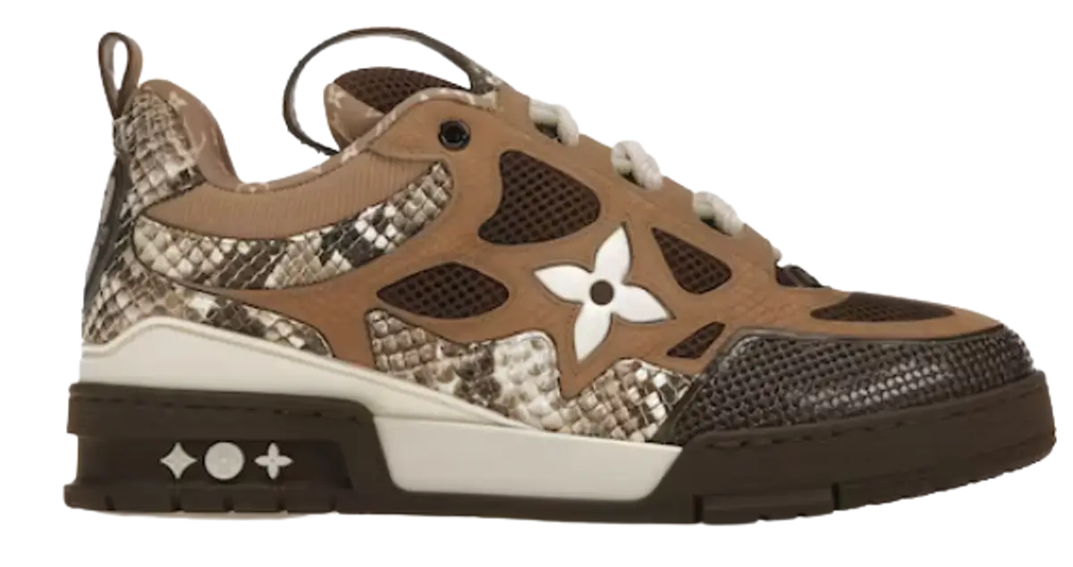 Louis Vuitton Brown Snakeskin Skate Sneakers $1650