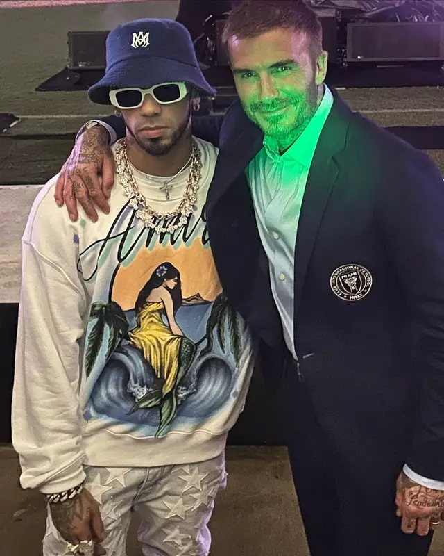 Anuel AA outfit in Chemist, Prada, and Amiri, 2023