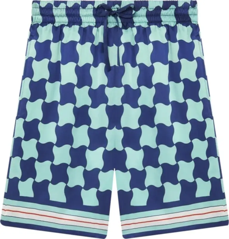 Casablanca Blue Checkered Silk Shorts $634
