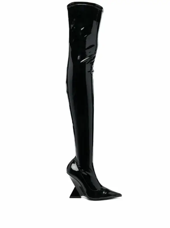 The Attico Cheope Patent Leather Stretch Thigh Boots $1416