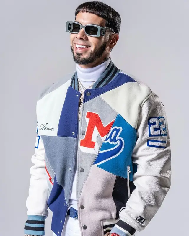Anuel AA outfit in Amiri, Louis Vuitton, and Gucci, 2023