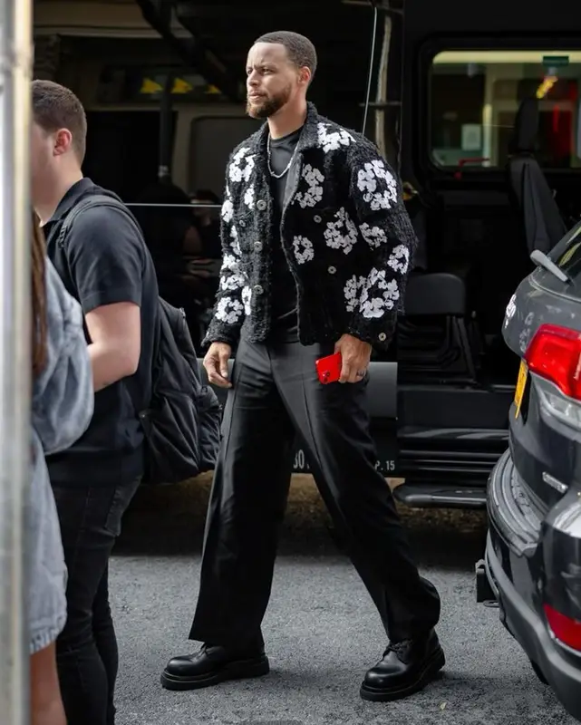 Stephen Curry outfit in Readymade, Valentino, and Denim Tears, 2023