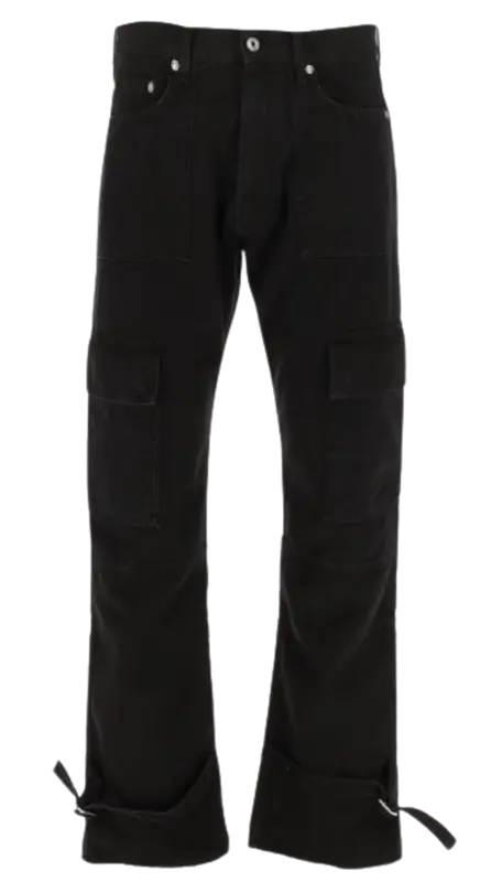 Off-White Black Buckle Cargo Denim Pants $568